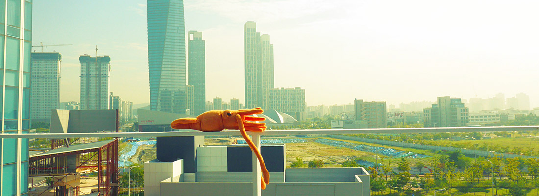 Blick vom Hotel in Incheon - und unser kleiner Squip war auch mit dabei...