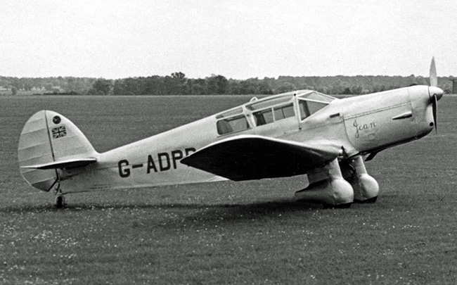 Jeans Rekord-Flugzeug, die Percival Gull Six