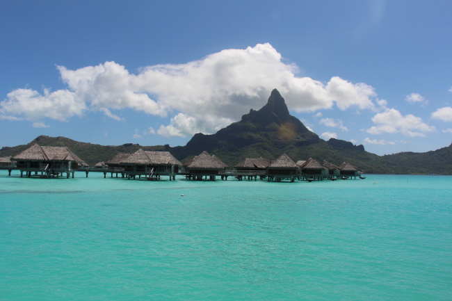 Blick auf Berge in Bora Bora